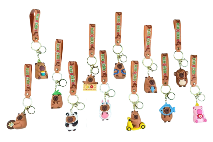 Capybara Keyring With Strap, Assorted