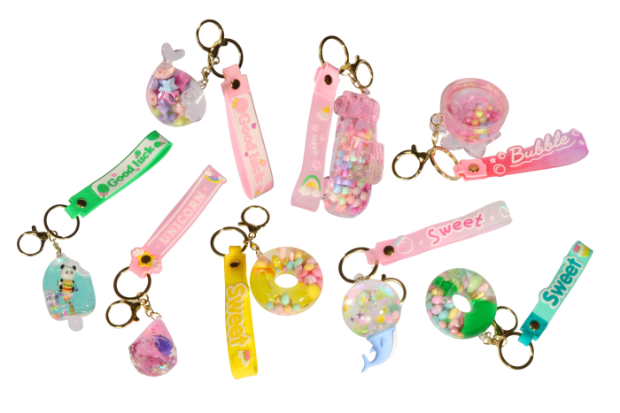 Fashion Keyring With Strap, Assorted