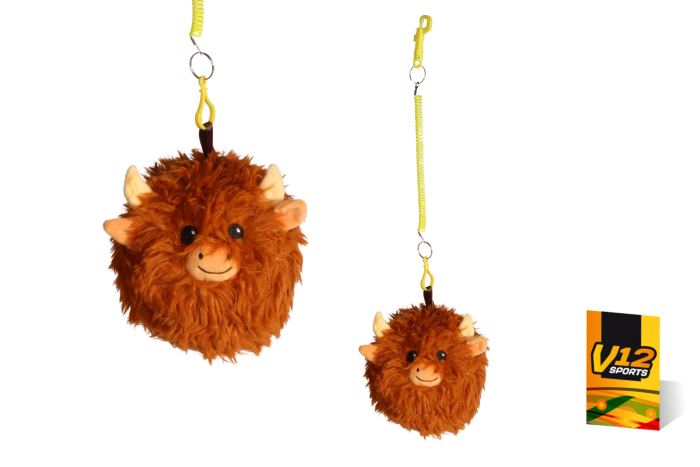 *FLAT*  Small Plush Highland Cow Ball On Cord