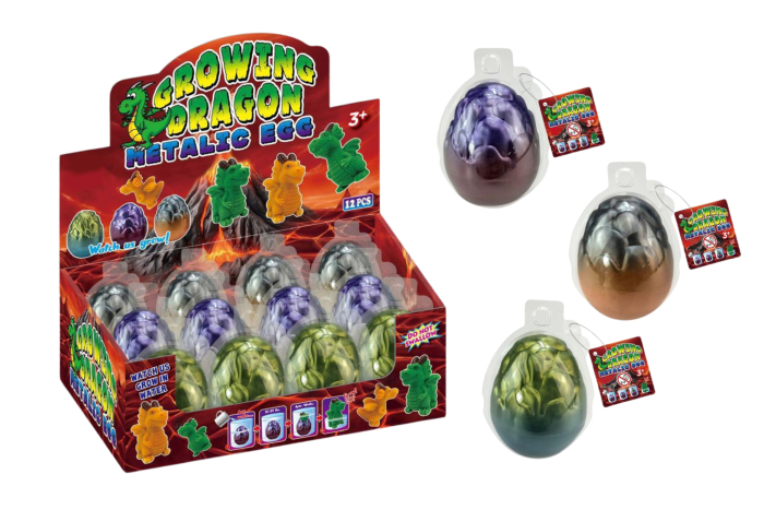 Growing Dragon Metallic Egg, In Display