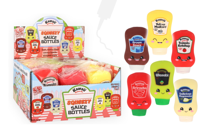 Squeeze Sauce Bottles, Foam - In Display