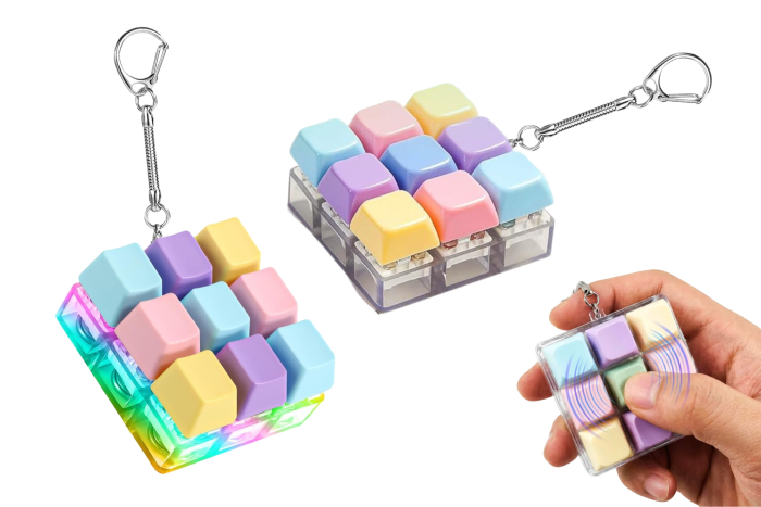 Fidget Keyboard Keychain, With Light