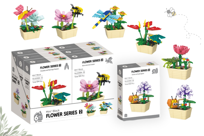 Flowers & Insects Block Set, In Display 