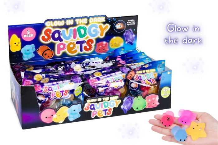 Glow Squidgy Pets, In Display