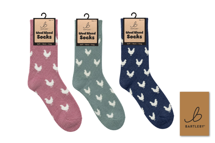 Ladies Wool Blend Socks - Chickens