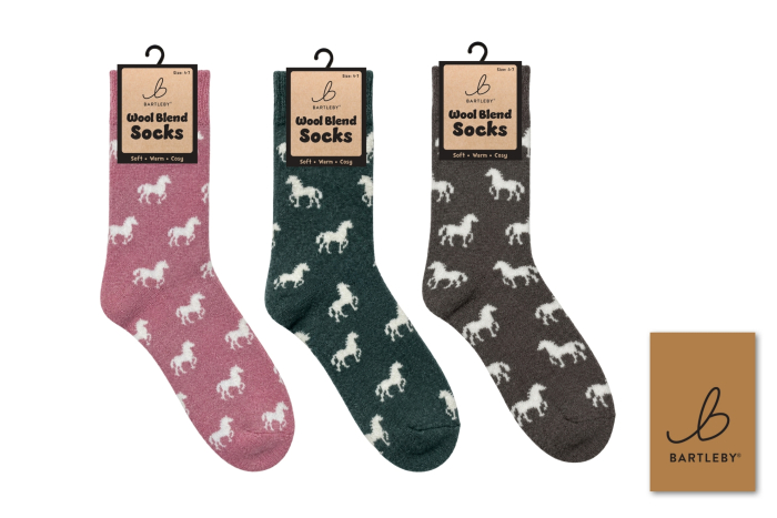 Ladies Wool Blend Socks - Horses