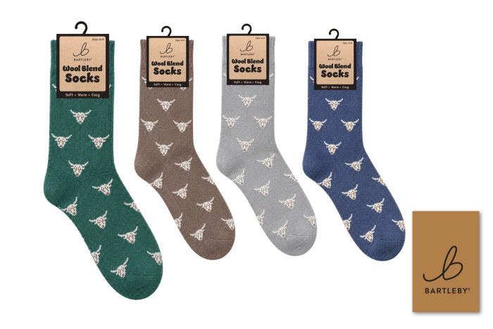 Mens Wool Blend Socks - Highland Cow