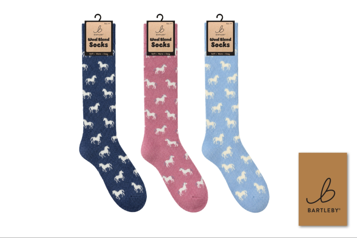 Ladies Long Wool Blend Socks - Horses