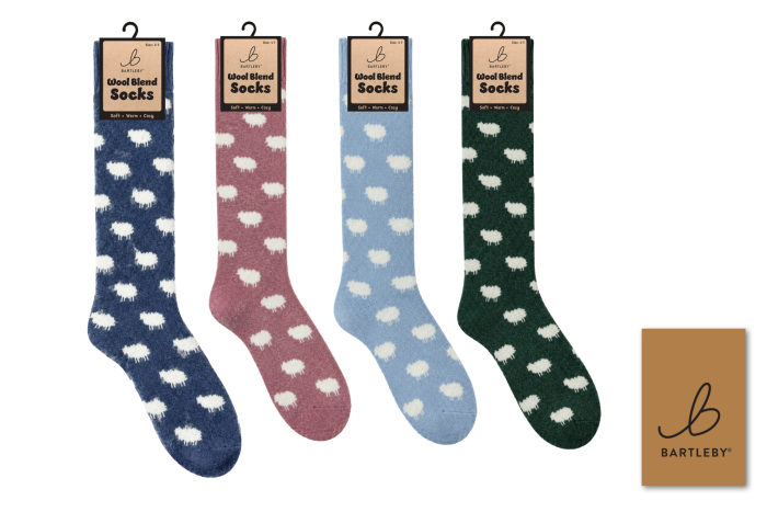 Ladies Long Wool Blend Socks - Sheep