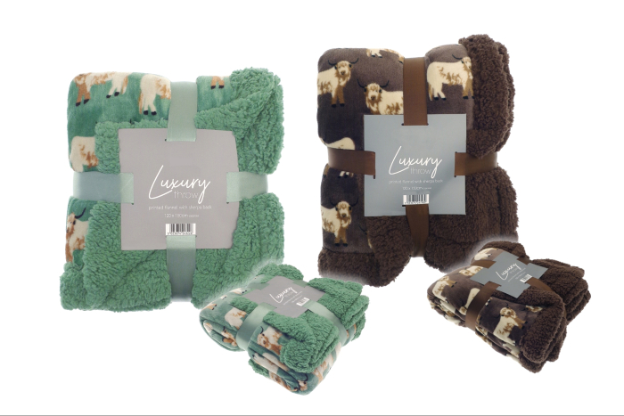 Sherpa Back Throw - Highland Cow