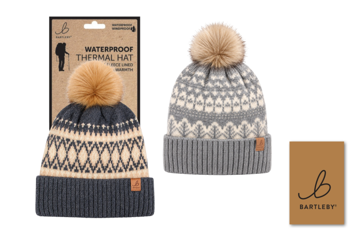 Ladies Waterproof Bobble Hat, Nordic