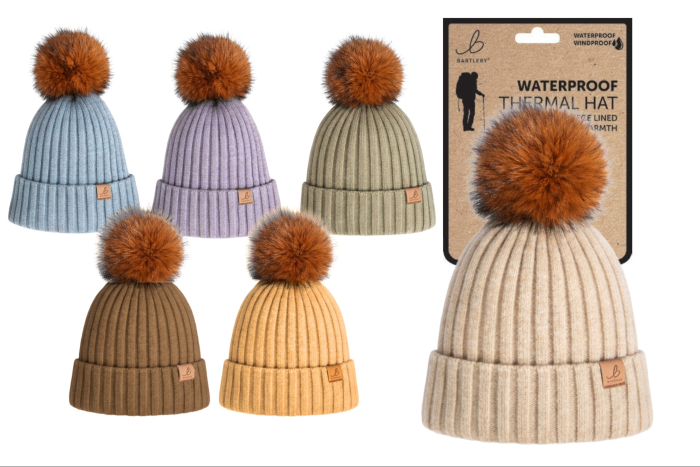 Ladies Waterproof Bobble Hat, Deluxe