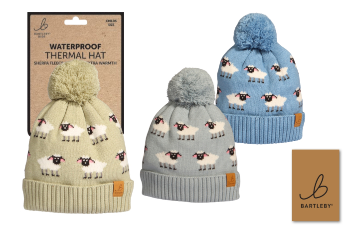 Childs Waterproof Bobble Hat - Sheep