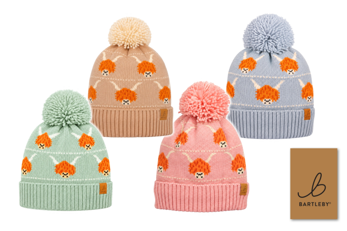 Adult Waterproof Bobble Hat - Highland Cow