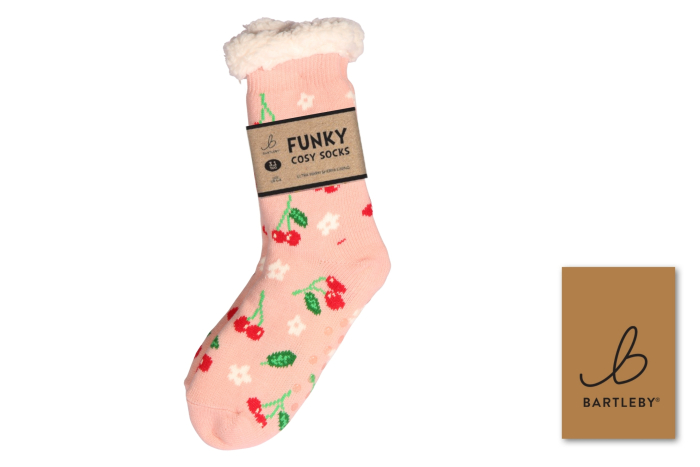 Ladies Sherpa Socks - Cherries