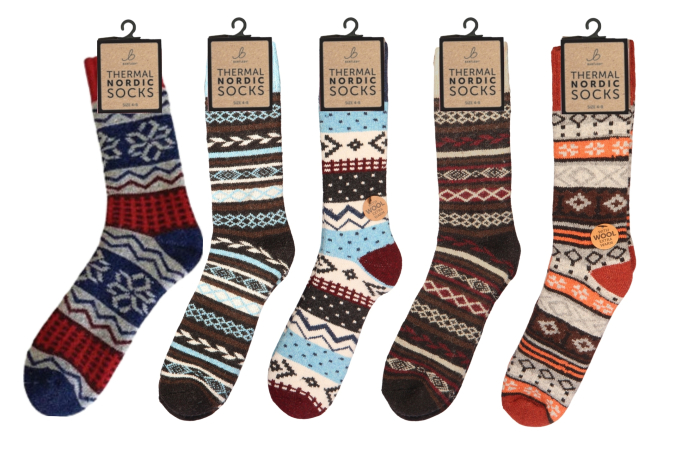 Mens Nordic Wool Socks, Assorted