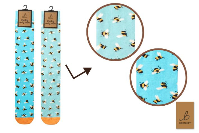 Funky Welly Socks - Bright Bee, 2 Asstd