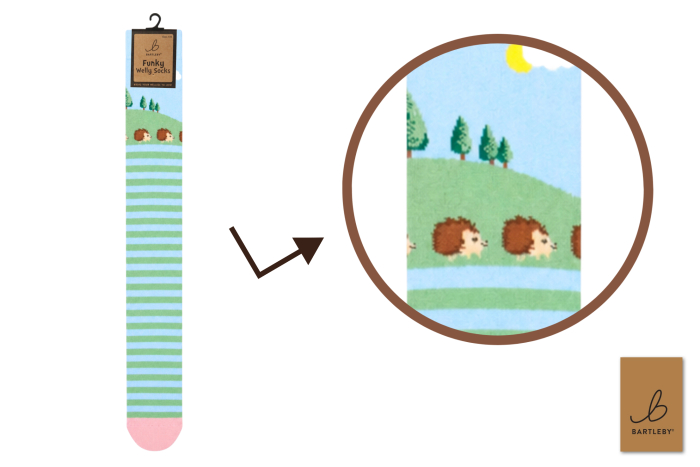 Funky Welly Socks - Hedgehog Scene