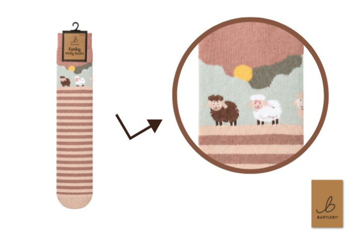 Funky Welly Socks - Sheep Scene