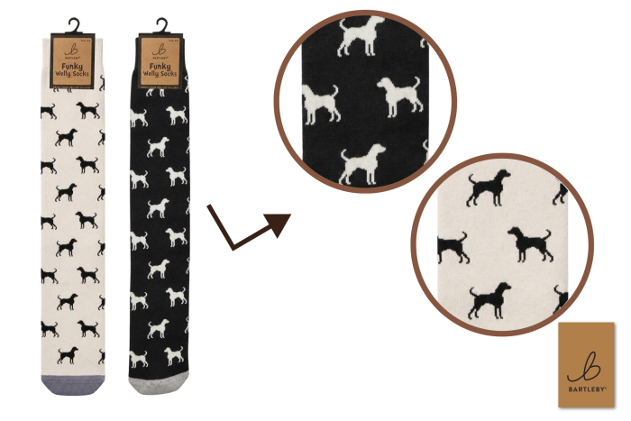 Funky Welly Socks - Dog, 2 Asstd