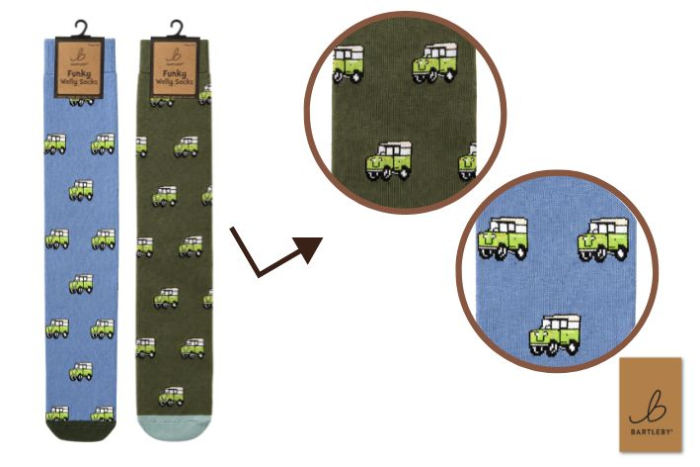 Funky Welly Socks - 4X4 New, 2 Asstd