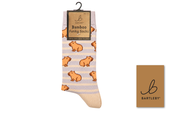 Ladies Funky Bamboo Socks - Stripy Capybara