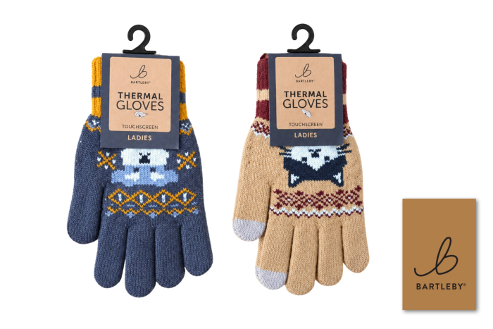 Ladies Knitted Gloves, Fairisle Animal