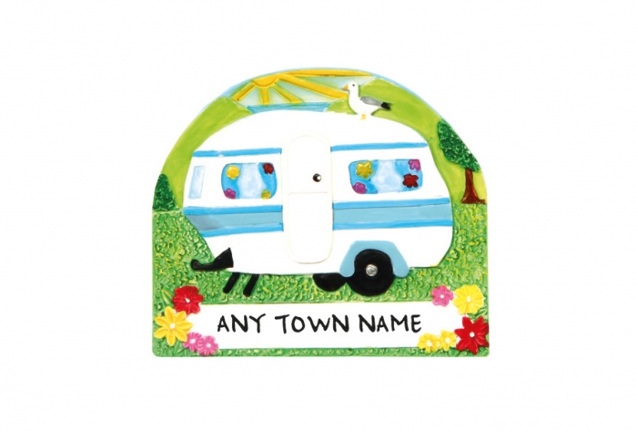 Caravan Holiday Magnet - Town Named