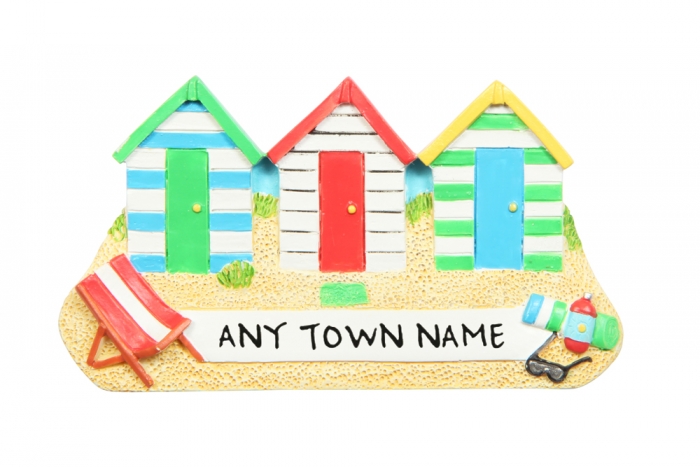 Beach Huts Row Magnet - Town Named