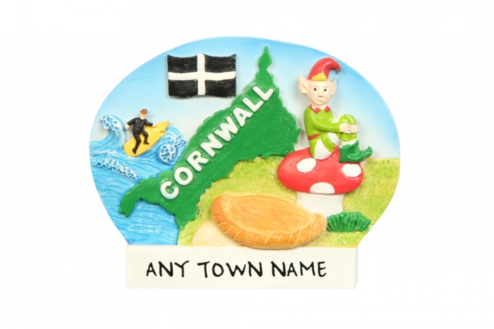 Cornwall Map Magnet - Town Named