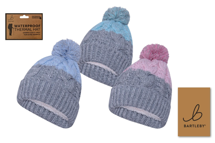 Ladies Waterproof Bobble Hat