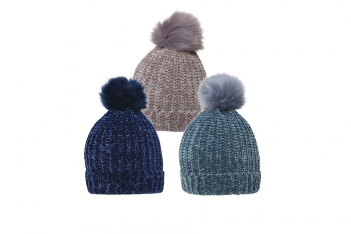 Ladies Chenille Bobble Hat