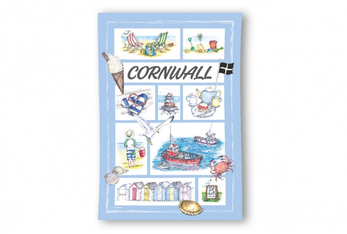 Cornwall Souvenir Tea Towel  