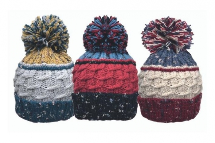 Unisex Chunky Knit Marl Bobble Hat