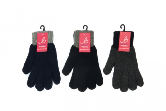Ladies Knitted Contrast Cuff Glove