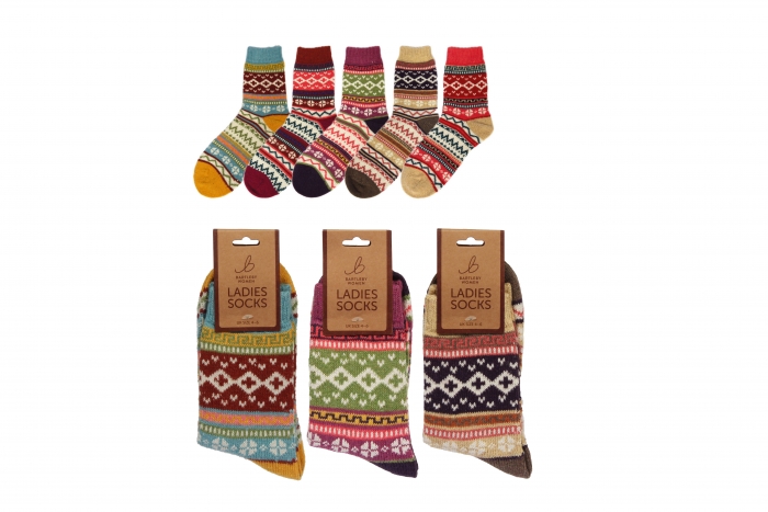 Ladies Multi-Coloured Printed Socks