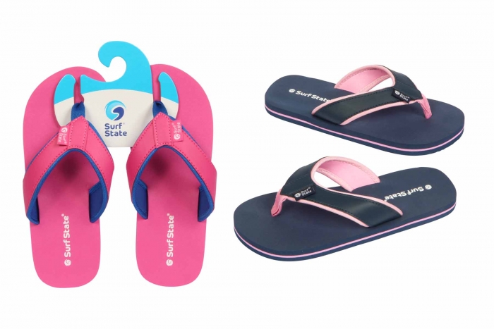 Ladies Flip Flops, Fabric Strap, Size 3-8