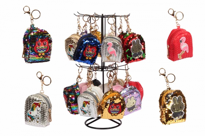 Mini Sequin Backpack On Keyring