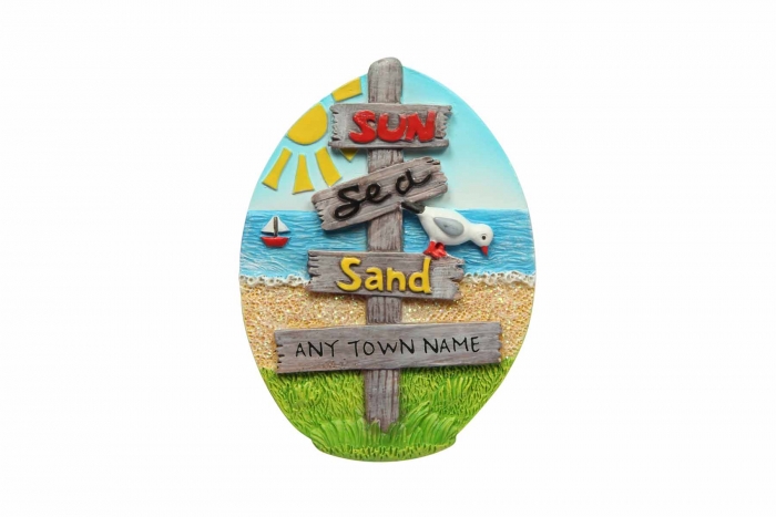 Beach Signpost Magnet - Town Named 