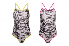Girls Zebra Stripe Swim Suit