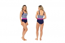 Ladies Striped Swimsuit - Blue