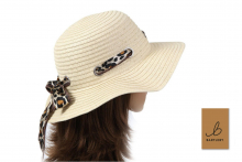 Ladies Straw Hat & Scarf - Deluxe